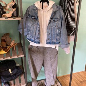 Plaid Pin-tuck Joggers